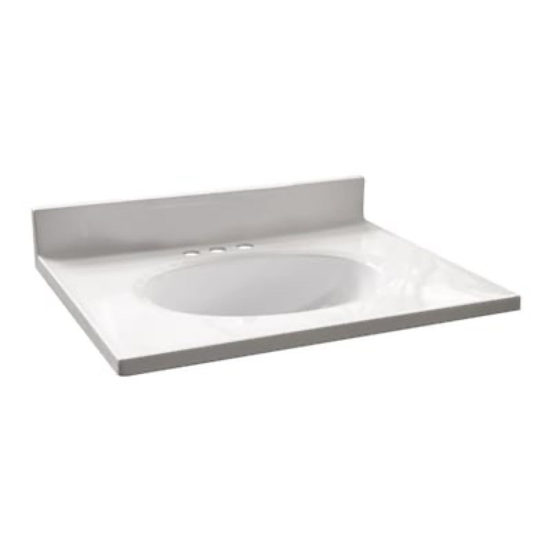  design house 25-in x 19-in solid white cultured marble single sink 4-in centerset faucet mount