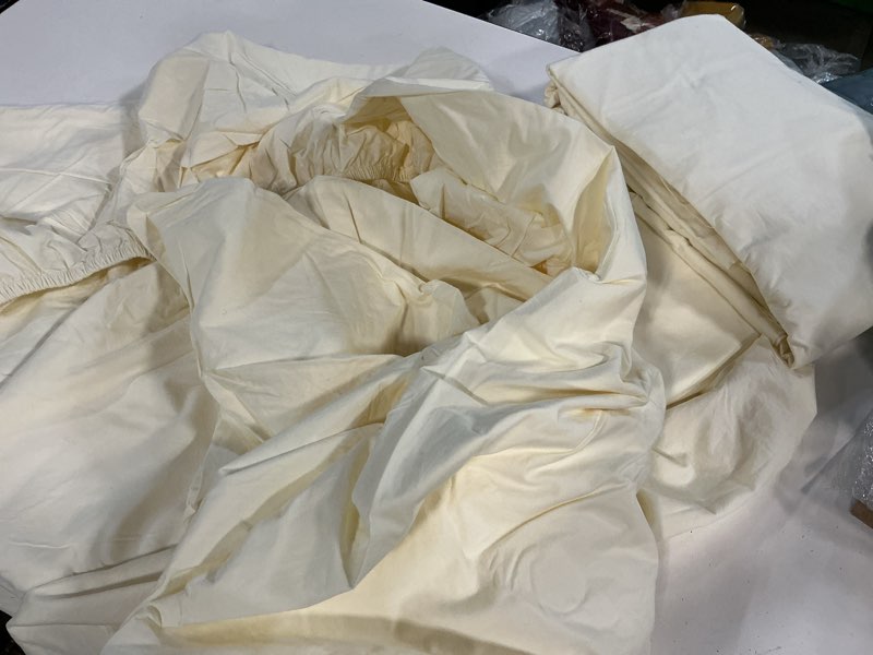Condition photo showing Good Condition for quince organic brushed cotton sheet set of 4/ king/ ivory