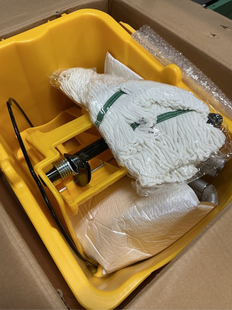 Condition photo showing Good Condition for Side Press Wringer Combo Commercial Mop Bucket on Wheels, 35 Quart,Yellow, Including Wet Floor Caution Sign?24Inch? and One Industrail Mop