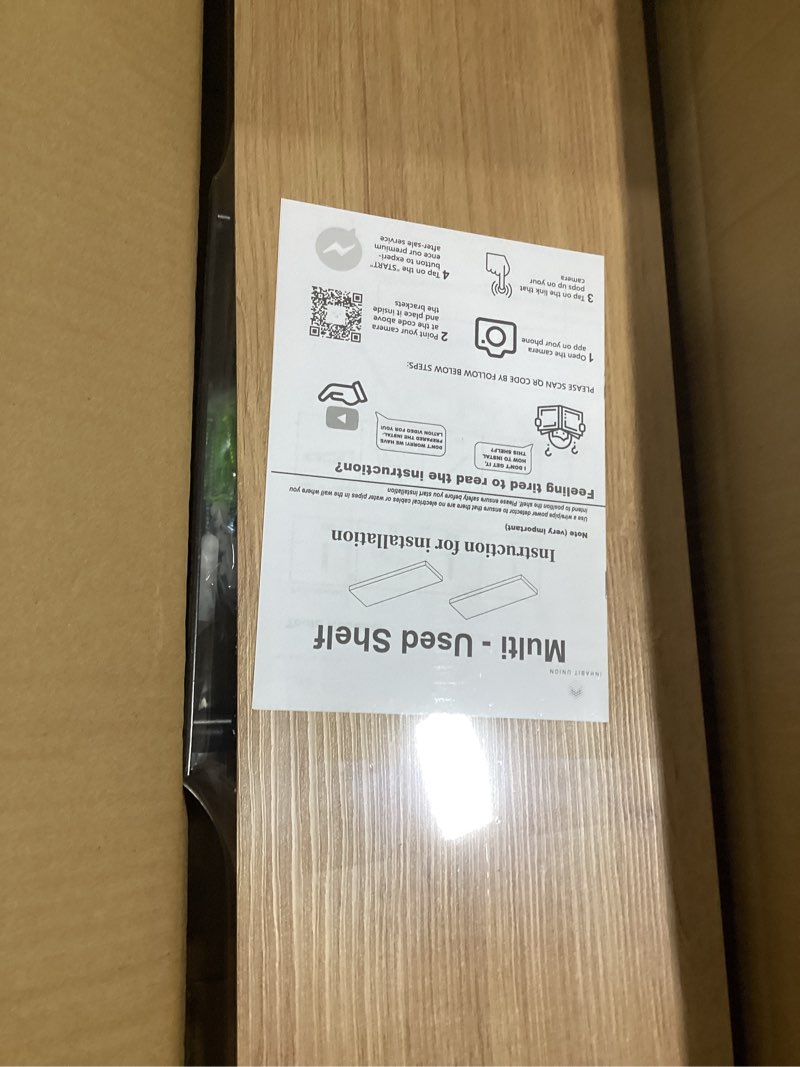 Condition photo showing New/Like New for INHABIT UNION Oak Floating Shelves for Wall?24in Wall Mounted Display Ledge Shelves Perfect for Bedroom, Bathroom, Living Room and Kitchen Decoration Storage (Oak, Set of 2) Oak 24 Inch