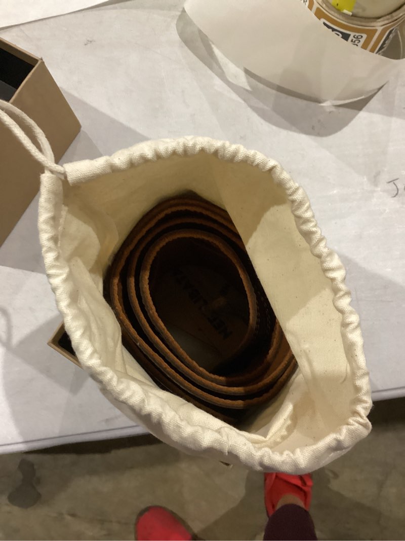 Condition photo showing New/Like New for Nefelibata 3.8" Wide Guitar Strap, Full Grain Leather, Adjustable Length 49" to 57" with Foam Padding for Bass, Electric, and Acoustic Guitars (Coffee)