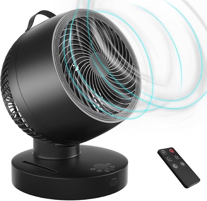 Kapoo Table Air Circulator Fan, Blade 8", 6 Speeds 4 Wind Modes, With Remote Control, Horizontal Ver
