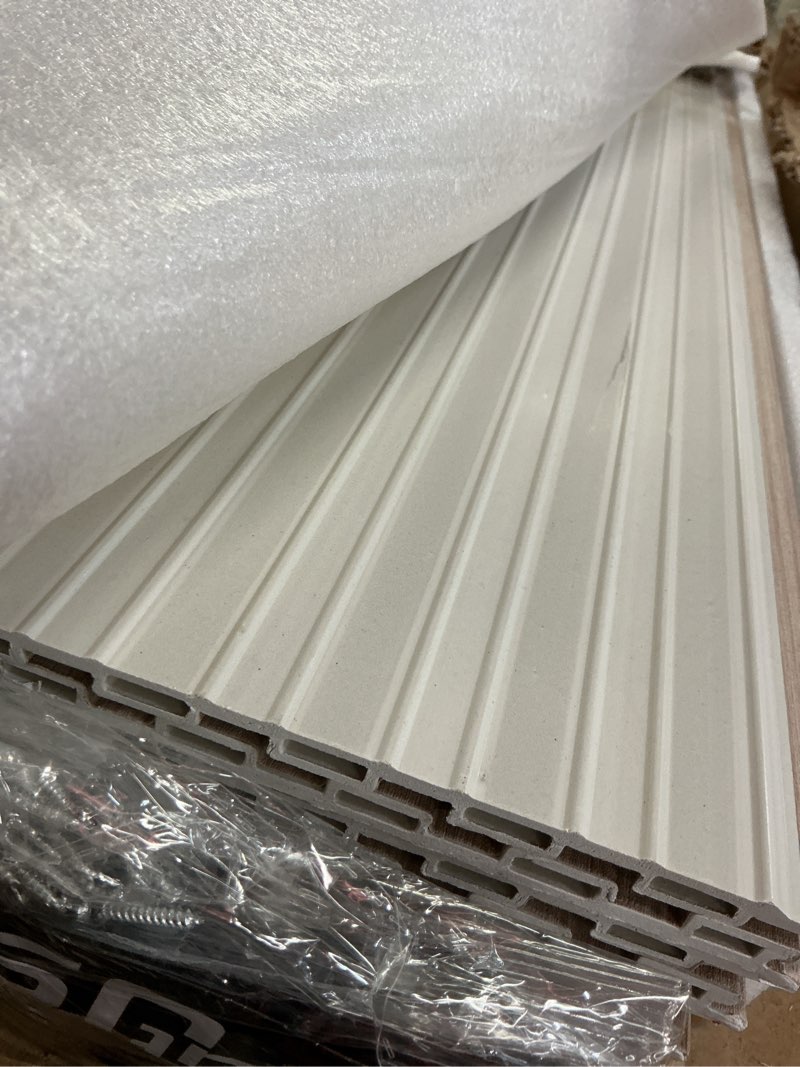 Condition photo showing Good Condition for Art3d WPC Slat Wall Panels, 8-Pack 108 x 6 Inch 3D Wall Accents for Interior Wall Decor, Living Room, Bedroom, Oak 108" * 6" Oak 8