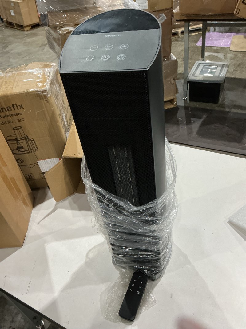 Condition photo showing Good Condition for space heater for indoor use - 24 inches 1500w ceramic heater with remote control, 12 hour timer, oscillation, led display, for bedroom office indoor