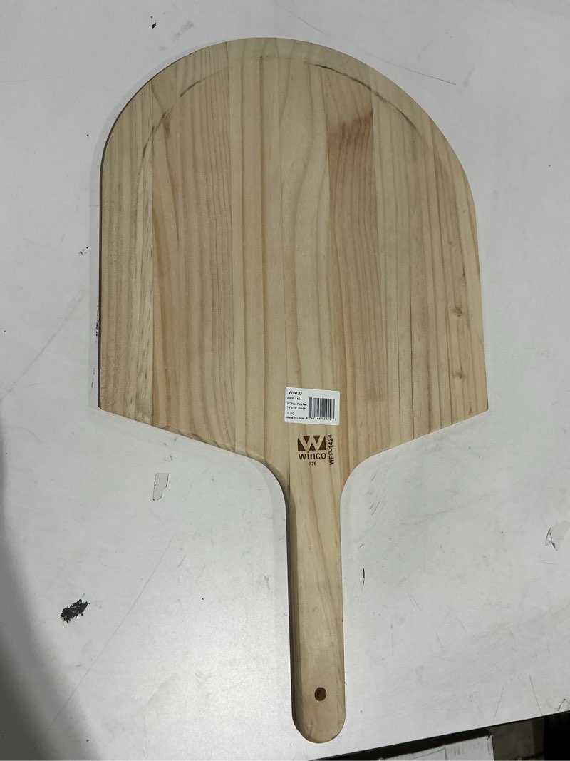 Condition photo showing Good Condition for winco 14" x 15" wooden commercial pizza peel | long handle, beveled edge, wide blade, great for pizza transfer, ovens, baking and pizzerias