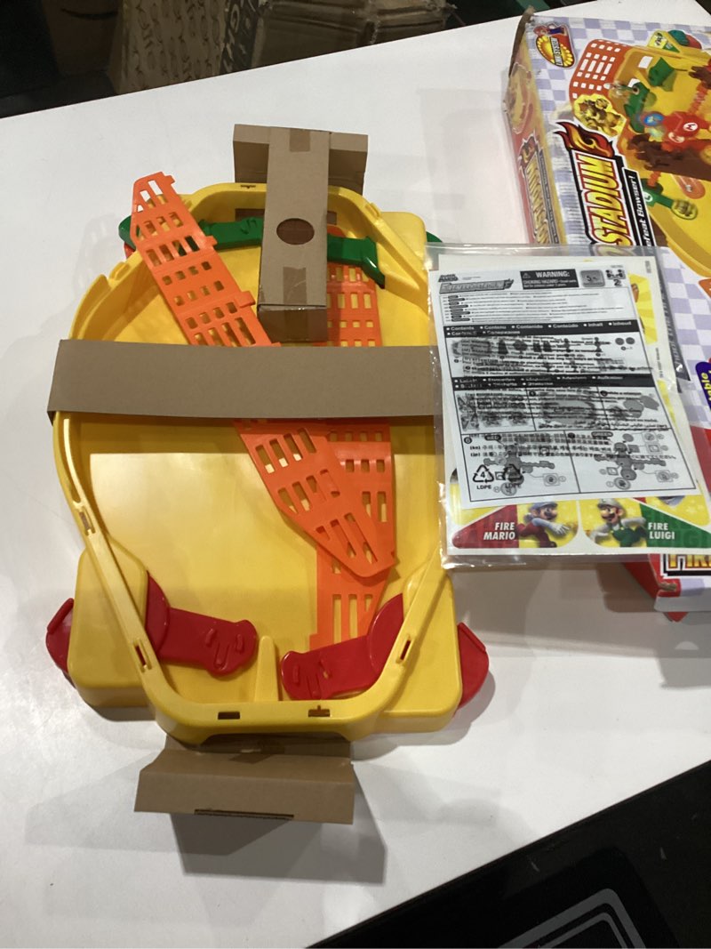 Condition photo showing As Is for STADIUM ONLY EPOCH Super Mario Fireball Stadium - 2-Player Tabletop Action Game for Ages 5+ - Includes Bowser’s Tower, Double-Sided Targets, and Mario & Luigi Collectible Action Figures