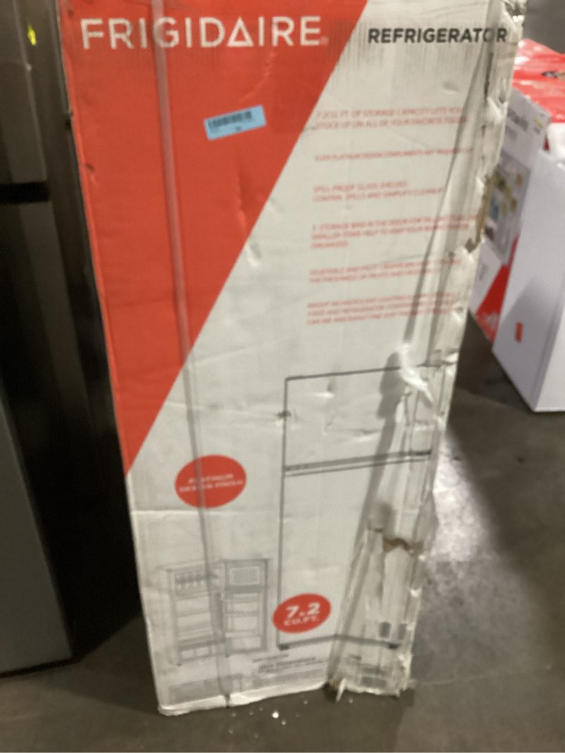 Condition photo showing Good Condition for (Similar to) Frigidaire EFR753, 2 Door Apartment Size Refrigerator with Freezer, Retro Chrome Handle, 7.5 cu ft, Platinum Series, Stainless steel, 7.5
