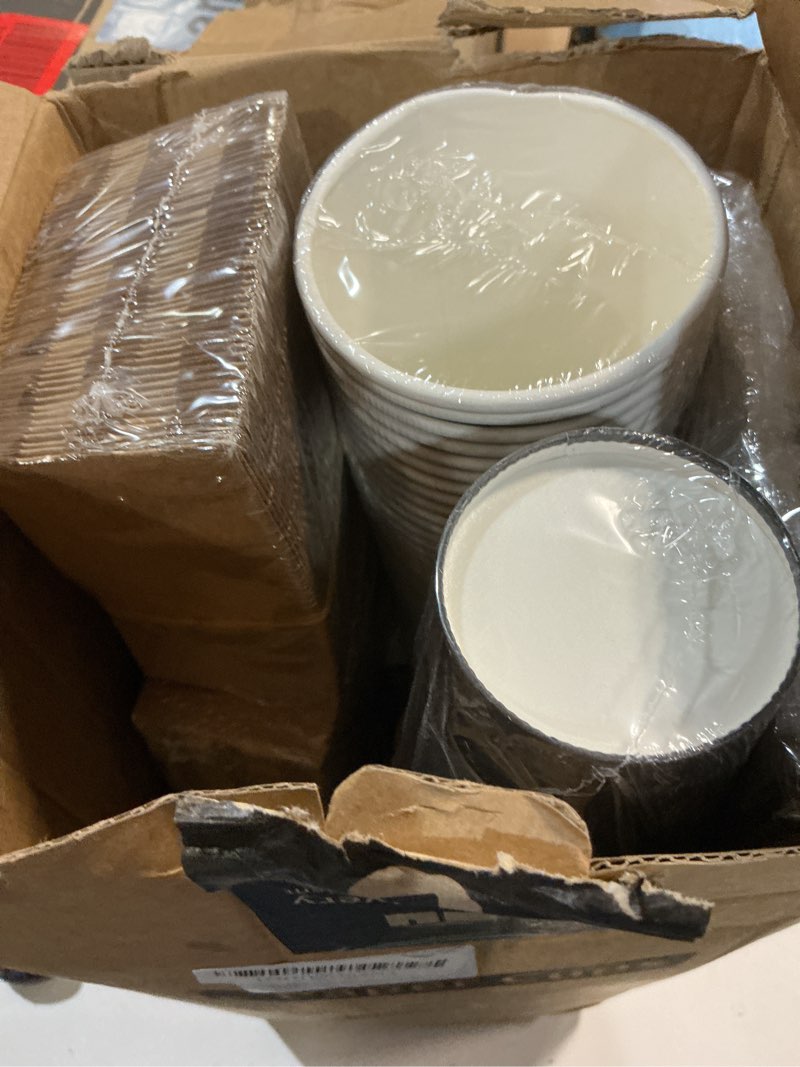 Condition photo showing New/Like New for racetop 16 oz paper coffee cups, 100 pack black disposable coffee cups with lids, sleeves and stirring sticks, 16 oz hot coffee cup for hot drinks, parties, picnic, travel, and events 16oz 100