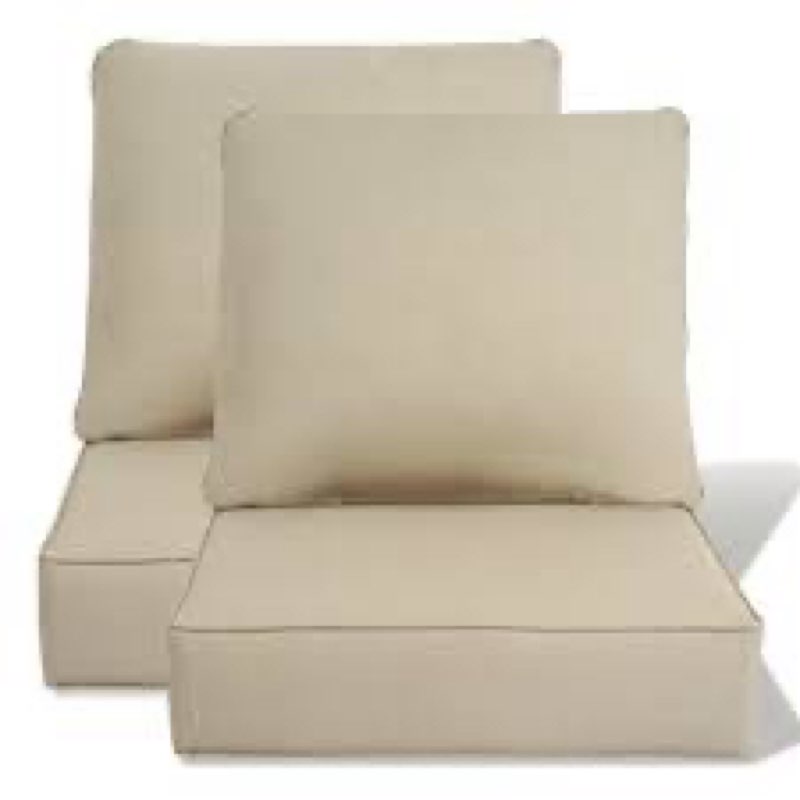 24 In. X 24 In. Outdoor Deep Seating Lounge Chair Cushion 6" Thick Water-Resistant Seat/Back Cushion