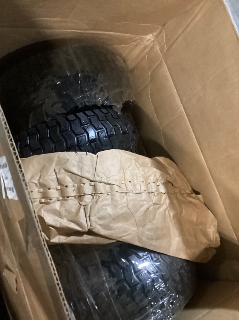 Condition photo showing Good Condition for 13x5.00-6 nhs lawn mower tire and wheels tubeless with 3/4" 5/8" bearings, 13x5x6 zero turn mower front tires for commercial grade lawn 3"-4" adjustable centered hub, 2pcs 13x5.00-6 - 2p ( tubeless ) white