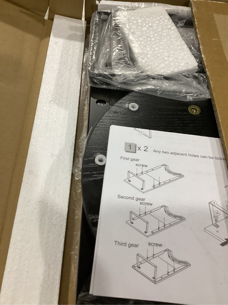 Condition photo showing Good Condition for across-star dual-monitor stand for desk - large adjustable length and angle riser for 2 monitors, double computer desktop organizer, shelf for tv, laptop, printer black 30.3-40.5‘’l*9.45‘’d*4.9‘’h