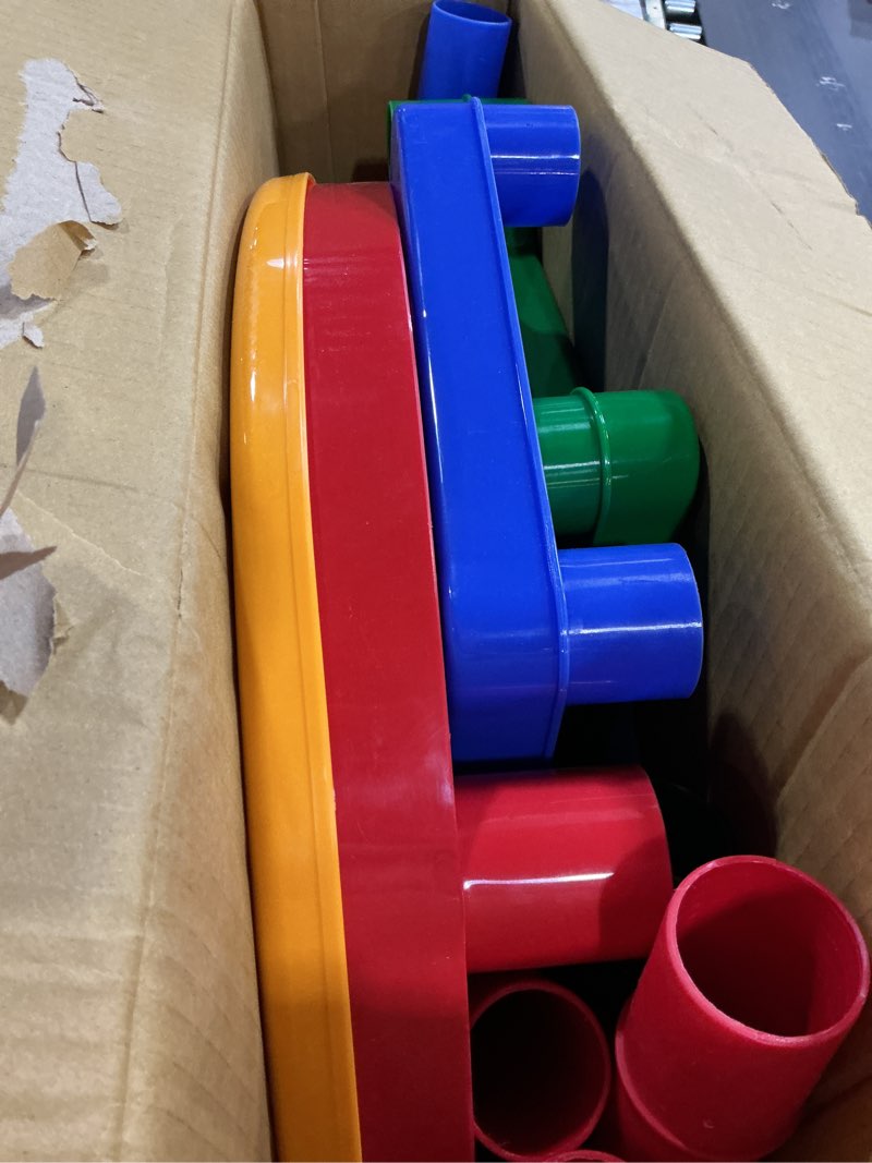 Condition photo showing Good Condition for Humble Crew, Red/Green/Blue Kids 2-in-1 Plastic Building Blocks-Compatible Activity Table and 2 Chairs Set, Round, Primary Colors, Primary Primay