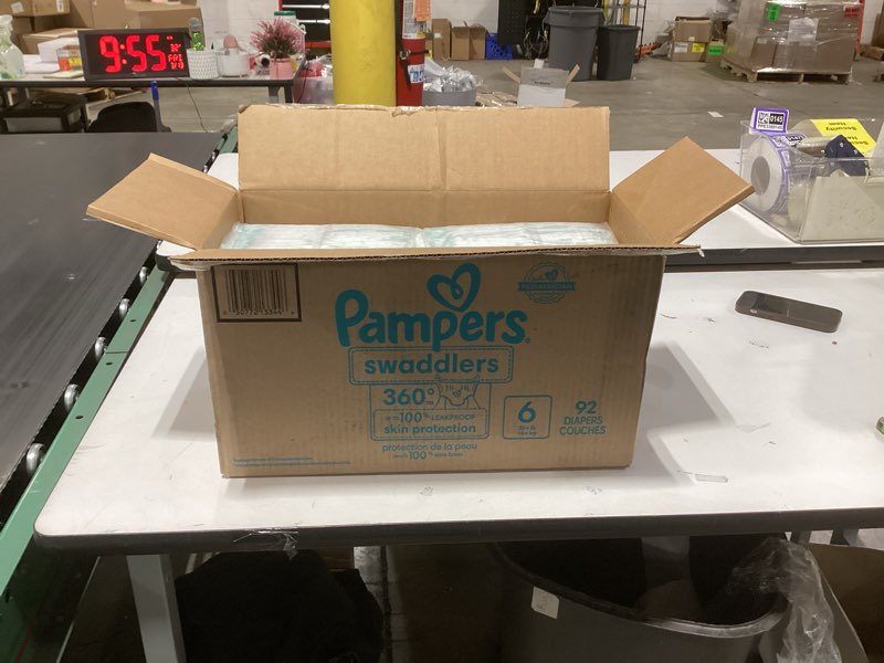 Condition photo showing Good Condition for Pampers Diapers - Swaddlers 360° - Size 6, 92 Count, up to 100% Leakproof Comfy Dry Fit, Designed for Easy Changes, Pull On Baby Diaper (Packaging May Vary) Size 6 92