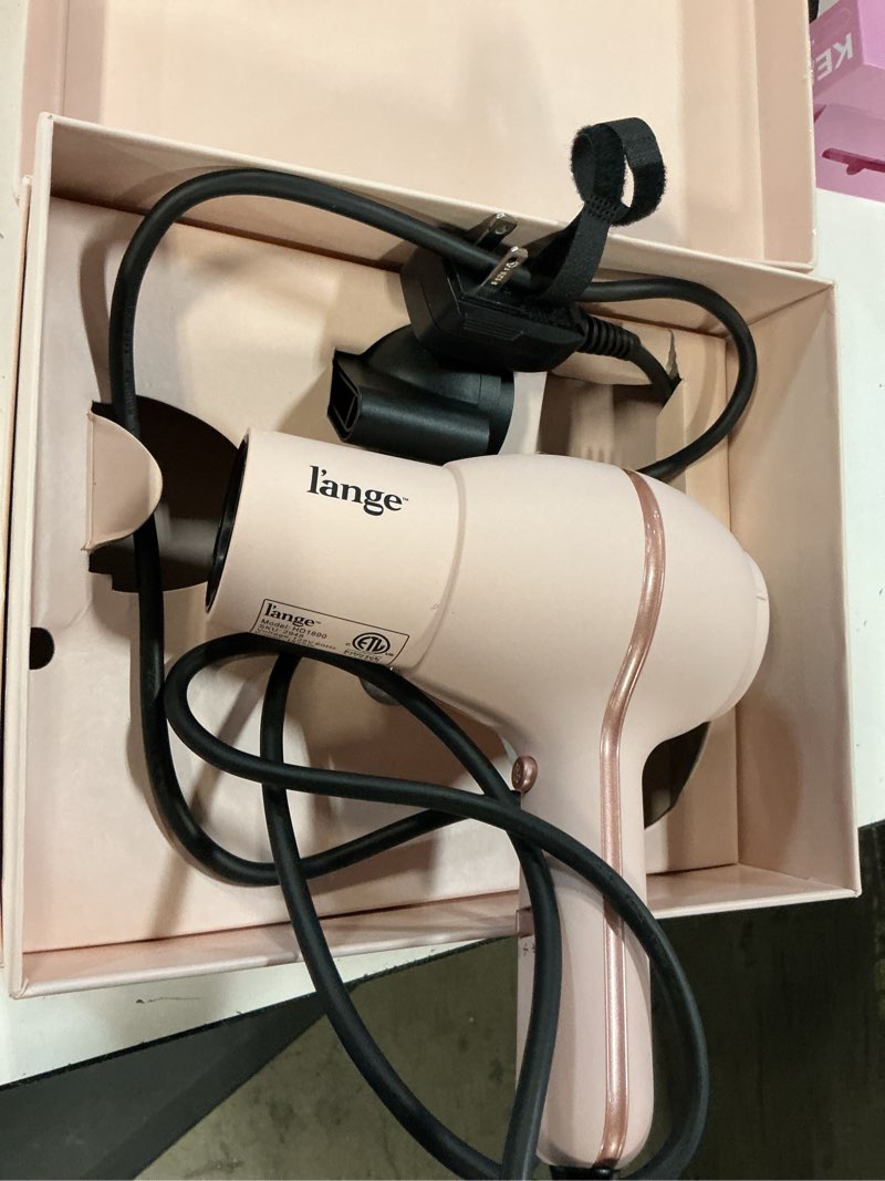 Condition photo showing As Is for l'ange hair hotstuff compact ionic hair dryer | fast-drying hair dryer with cool shot button & nozzle attachment (blush)