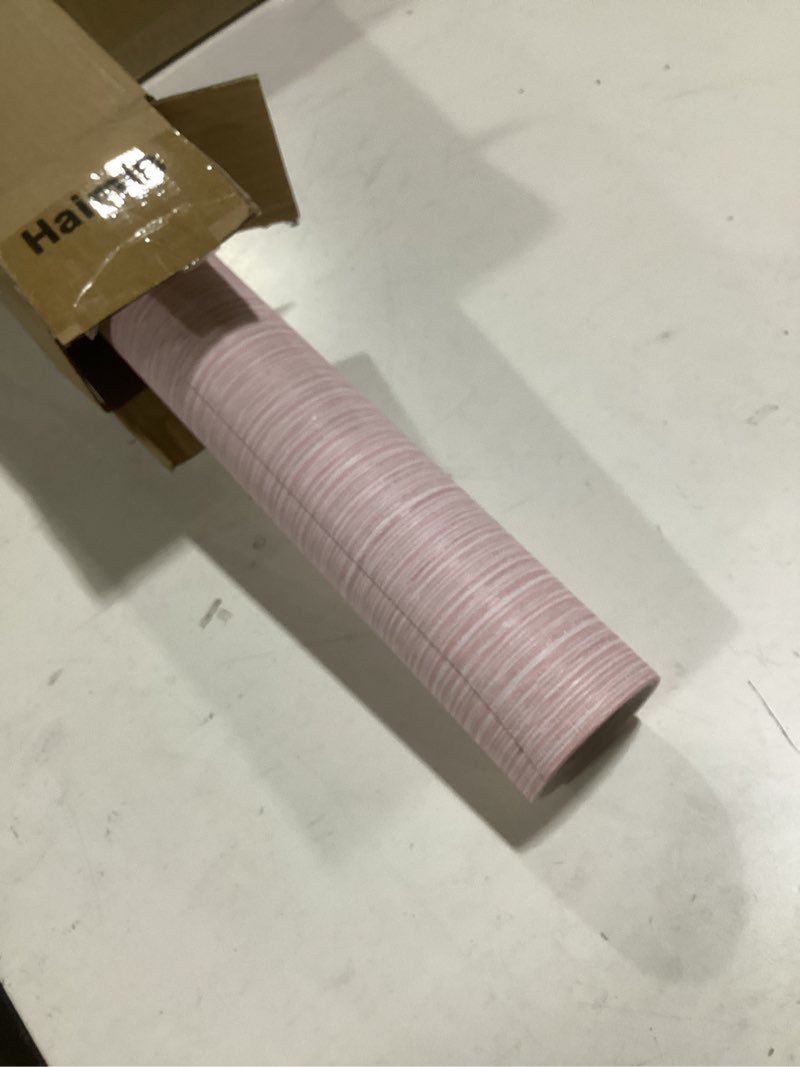 Condition photo showing As Is for Haimin Grasscloth Wallpaper Textured 24in X 393in Fabric Contact Paper Pink Wall Paper Textured Linen Peel and Stick Self-Adhesive Thick Vinyl Embossed Film Wallpaper (Pink)