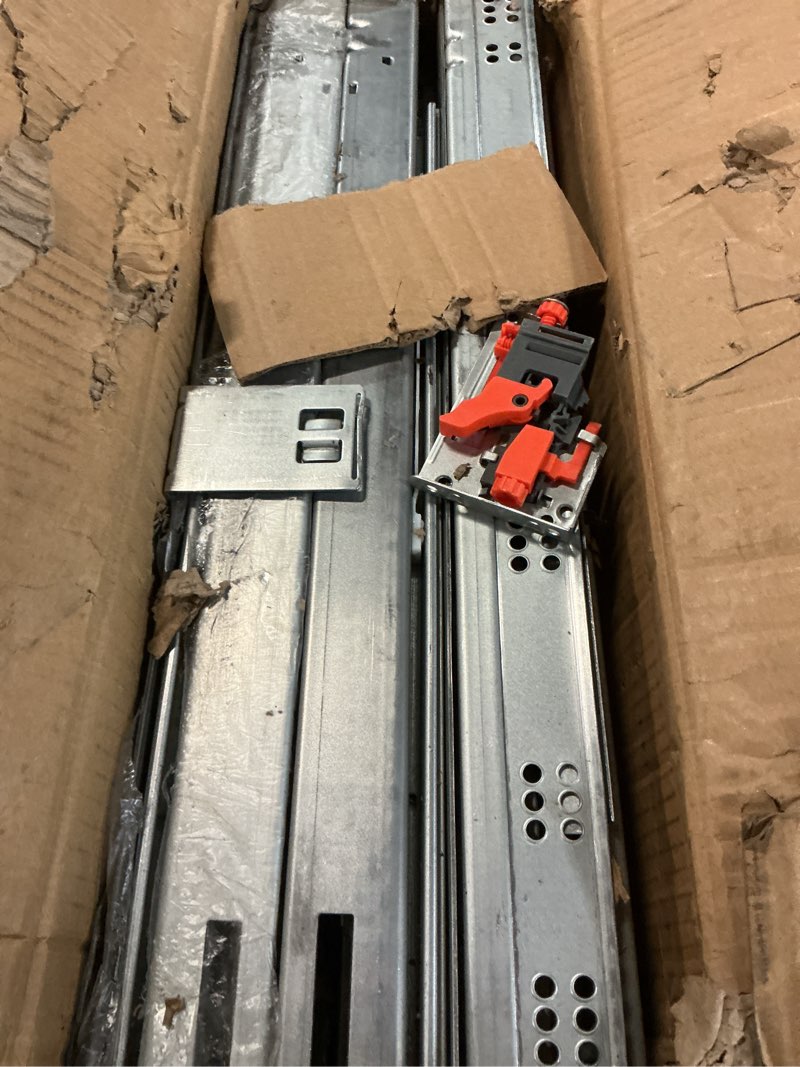 Condition photo showing As Is for 6 Pairs of 21 Inch Undermount Soft Close Drawer Slides Full Extension Concealed Drawer Rails with Mounting Screws,3D Locking Device and Brackets 21inch