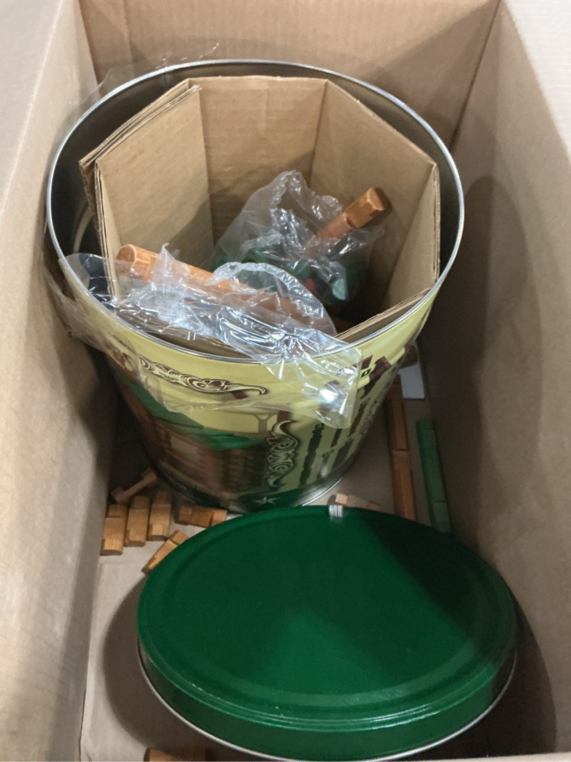 Condition photo showing As Is for lincoln logs 100th anniversary tin