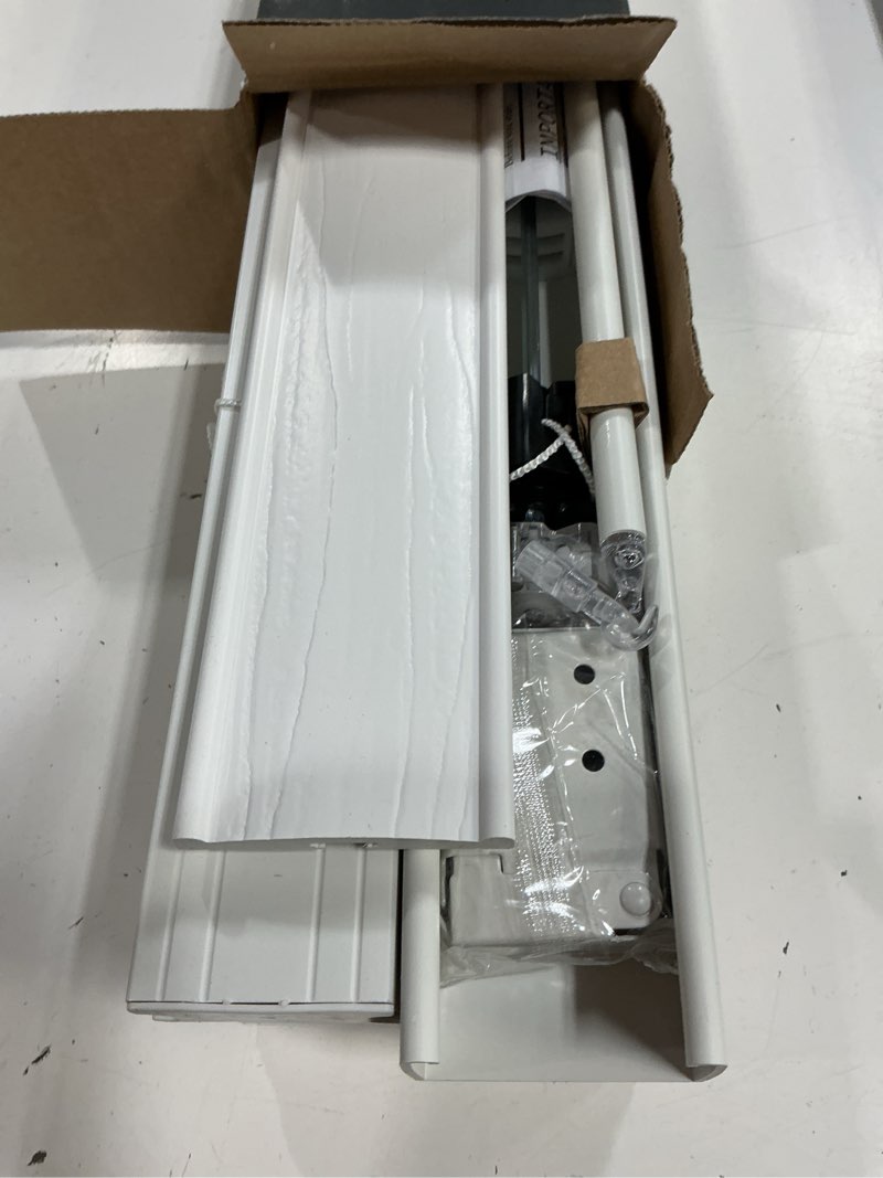 Condition photo showing As Is for better homes & gardens 2" cordless faux wood horizontal blinds, white, 36x64