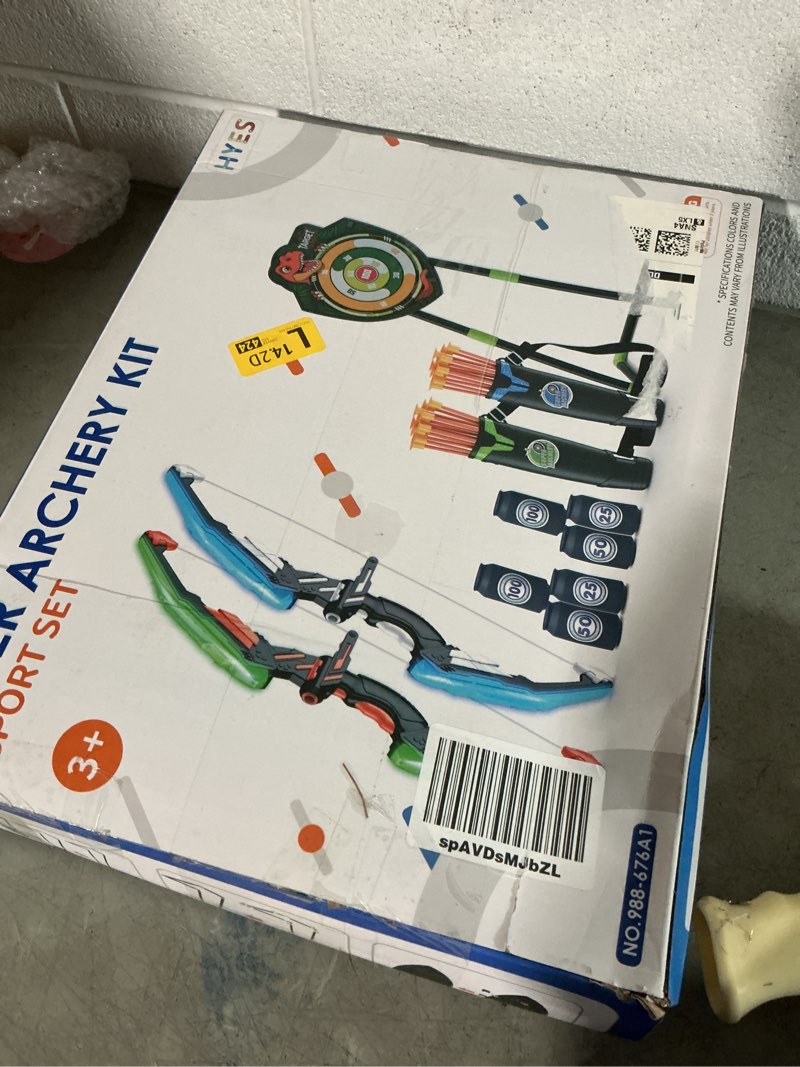 Condition photo showing Good Condition for hyes 2 pack bow and arrow for kids, led light up archery set with 24 suction cup arrows, 1 standing target, 6 score targets & 2 quiver, indoor outdoor sport gifts for boys girls ages 4-8 2 pack-standing target