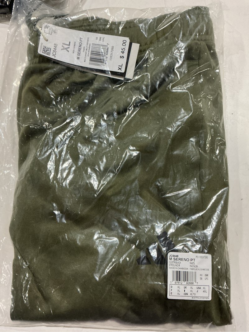 Condition photo showing Good Condition for Adidas Mens Sereno Cut 3-Stripes Slim Tapered Pants X-Large Olive Strata/Black