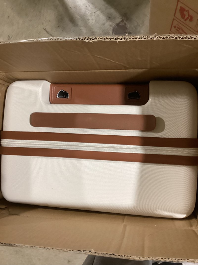 Condition photo showing As Is for Carry on Luggage Suitcase, 22x14x9 Airline Approved 20 Inch Hardside Carry-on Luggage with Spinner Wheels, Hard Shell Luggage with TSA Lock, Hard Case Small Travel Suitcase (White, 20-Inch) 20-Inch White