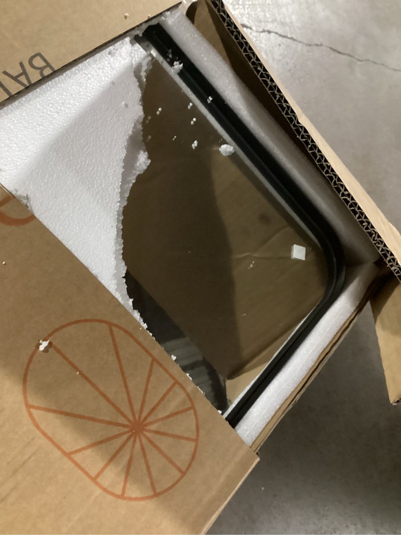 Condition photo showing Good Condition for 22×30 Black Bathroom Mirror for Over Sink - Rectangular Bathroom Vanity Mirror for Wall with Rounded Corners & Metal Frame, Tempered-Glass, Modern, Farmhouse, Horizontal/Vertical, Bedroom, Entryway 22"L x 30"W Black Frame - Raised Slim