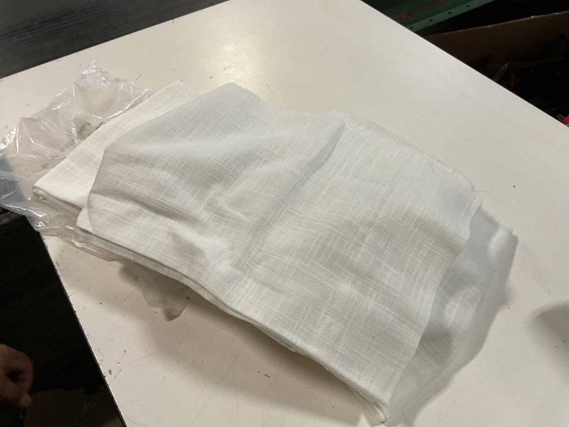 Condition photo showing Good Condition for european linen sheer curtain set (set of 2) color: white size: 48x96