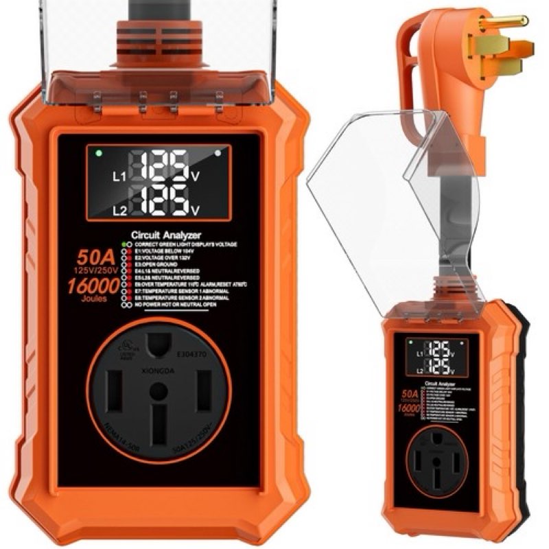 Rv Surge Protectors 50 Amp,16000 Joules Rv Circuit Analyzer with Waterproof Cover Safety Certificati