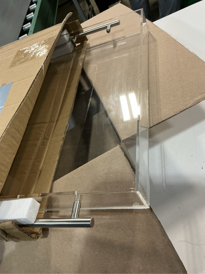 Condition photo showing Good Condition for Isaac Jacobs Clear Acrylic Serving Tray (11x17) with Silver Metal Handles, Spill-Proof, Stackable Organizer, Food & Drinks Server, Indoors/Outdoors, Lucite Storage (11x17, Clear with Silver Handle) 11x17 Clear With Silver Handle