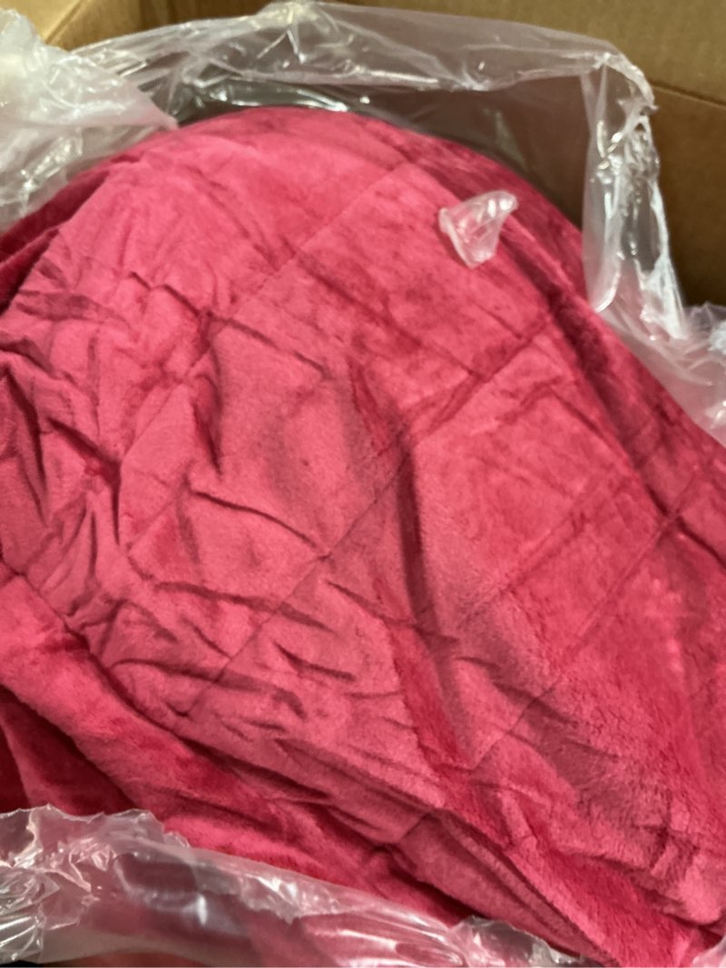 Condition photo showing Good Condition for MeMoreCool Square Stuffed Pouf Ottoman Foot Rest, Floor Pouf Foot Stool with Foam Chunk Filling, Soft Stuffed Ottoman Footrest for Living Room Striped Magenta Square