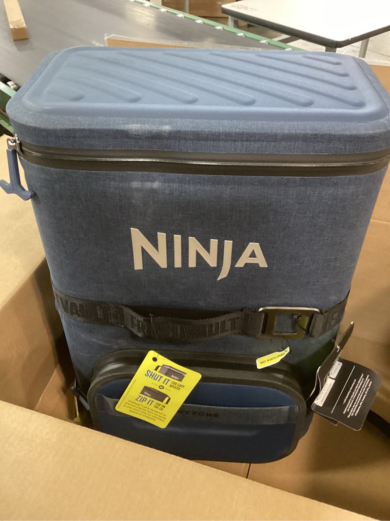 Condition photo showing Good Condition for Ninja FrostVault Go Can Soft Cooler, 24/36 Can, Leak Proof, Built-In Cup Holder, 2 Ice Packs & Dry Storage Drawer, Polyester Insulation, Hiking, Camping, Picnic Blue 24 Can