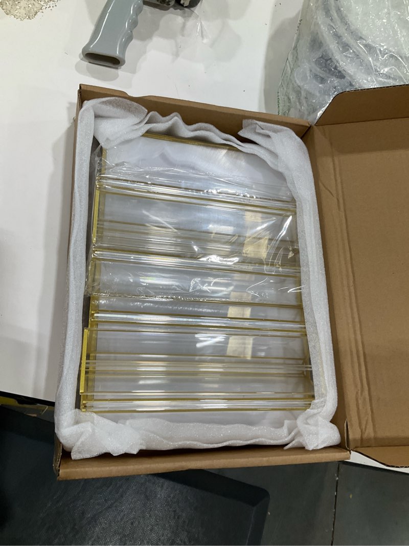 Condition photo showing Good Condition for 6 pack acrylic sign holders,8.5 x 11 inch clear double sided display stand,gold picture frame for home restaurant office,table number menu holder