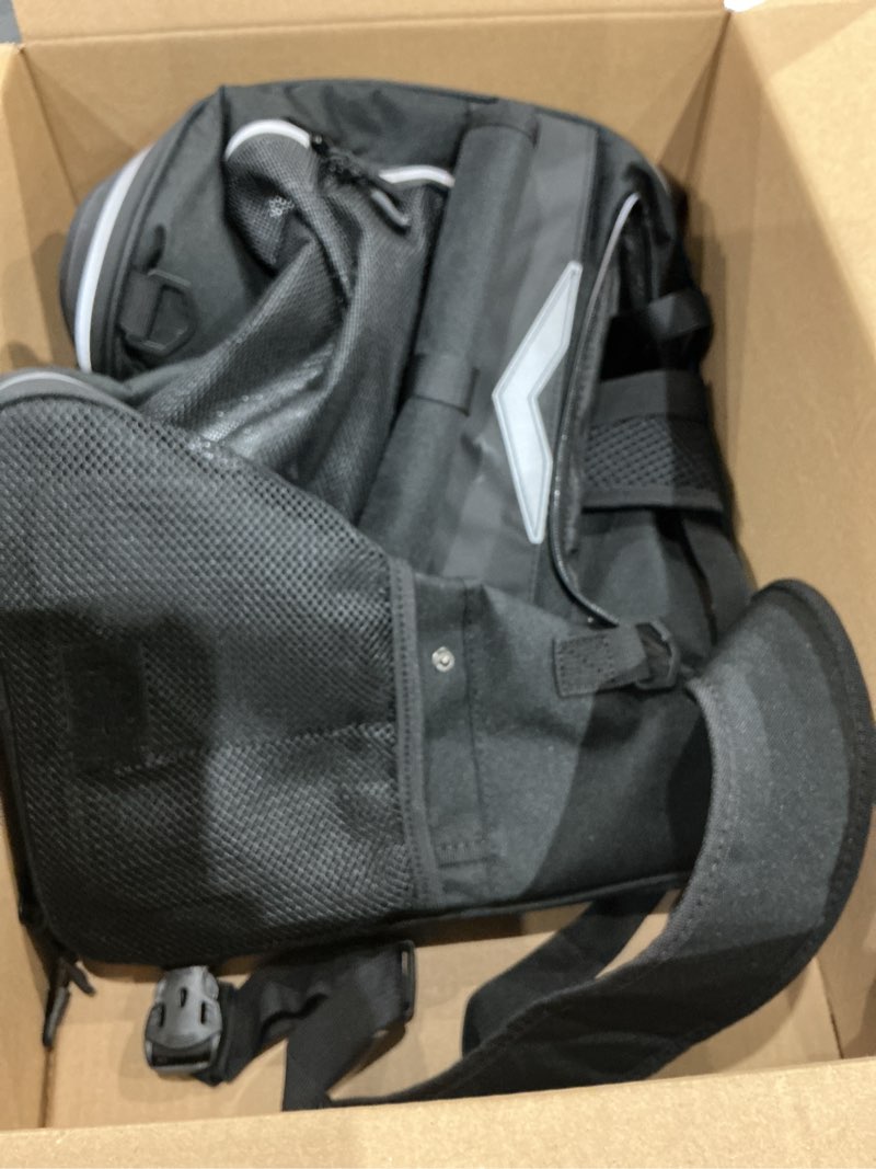 Condition photo showing Good Condition for dog bike basket, foldable pet bike carrier backpack with safety strap, waterproof pet bike basket suitable for small cats kitten puppy dogs ?new black? premium new version in black