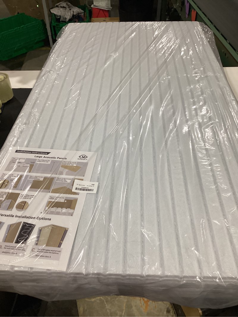 Condition photo showing New/Like New for sodoct 12 pack large acoustic panels, 47.2" x 23.6" x 0.4" sound proof panels for walls, high density sound absorbing panels for home studio & office, gray 47.2 x 23.6 x 0.4 inches 12 pack gray