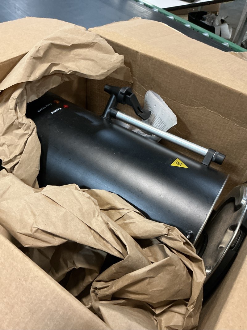 Condition photo showing As Is for 55-cup 10l commercial coffee urn, festa essential 750w double wall large percolate coffee maker stainless steel hot water urn dispenser with double dripless faucet, quick-brewing for catering, black 10l-55cups