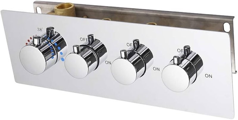 KATAIS Brass Thermostatic 3 Way Mixing Valve Pressure Balancing Concealed Mounted with Shower Divert