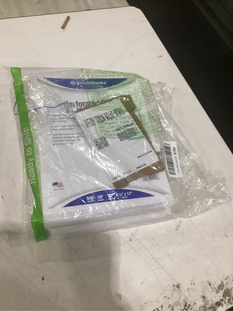 Condition photo showing As Is for printworks professional half sheet perforated paper 8.5” x 11” - perfect for w-2, 1099, & statement use - made in the usa - 500 sheets - 20 lb - a5 paper - printer compatible - white (04116) 500 sheets 2 part perf 20 lb