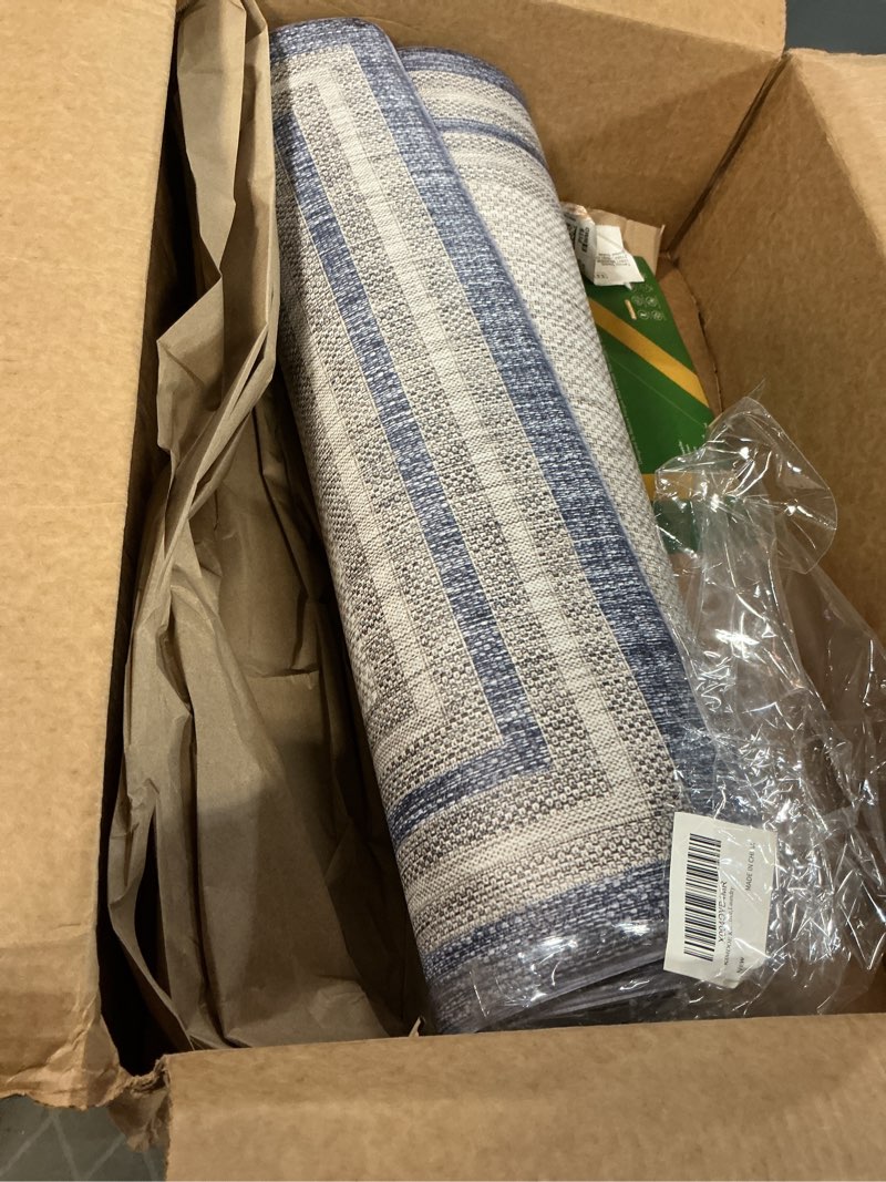 Condition photo showing Good Condition for kimode anti fatigue kitchen mats for floor, farmhouse rugs for kitchen floor, cushioned kitchen floor mat non slip, comfort memory foam standing mat for laundry office sink desk blue 24"x59" 59"l x 24"w x 0.5"th blue