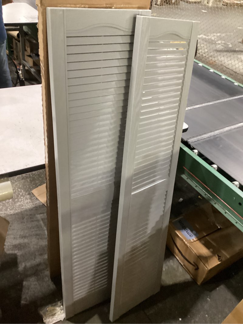 Condition photo showing Good Condition for 15 x 60-in. paintable louvered shutters, pair