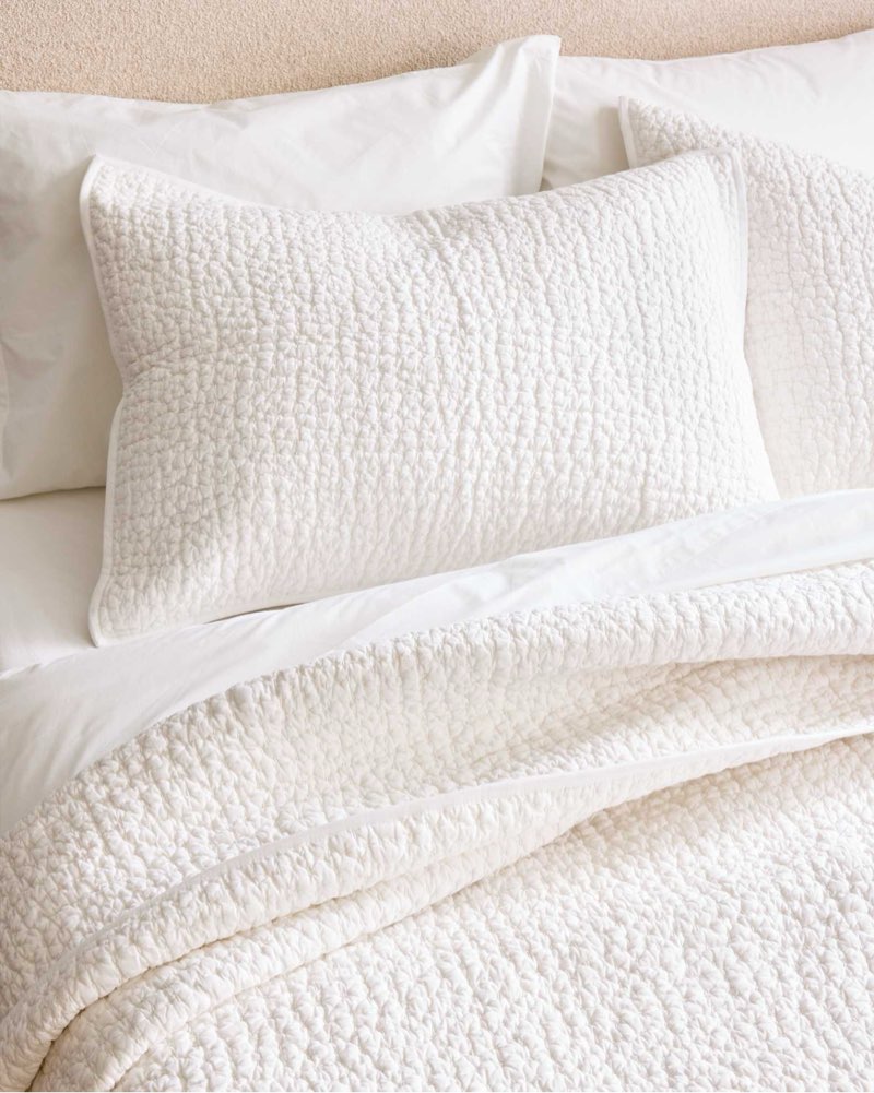 quince organic cotton hand stitched sham set white king