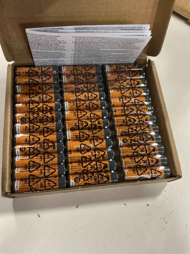 Condition photo showing New/Like New for amazon basics aaa long-lasting alkaline batteries, 36-count, 1.5 volt, reliable performance, 10-year shelf life, emergency storage