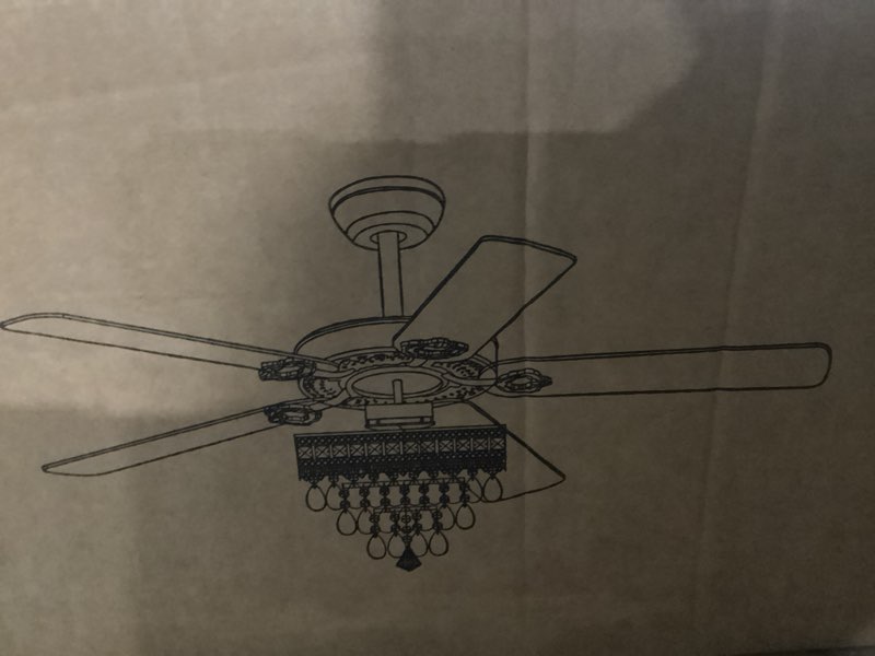 Condition photo showing New/Like New for Crystal Ceiling Fan Fandelier with Lights-Ceiling Fans with Lights,50" Low Profile and Remote Control, Flush Mount, Reversible, Dimmable, Noiseless, Black Ceiling Fan for Bedroom