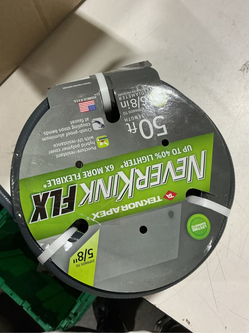 Condition photo showing As Is for neverkink neverkinkflx 5/8-in x 50-ft premium -duty kink free hybrid polymer gray hose