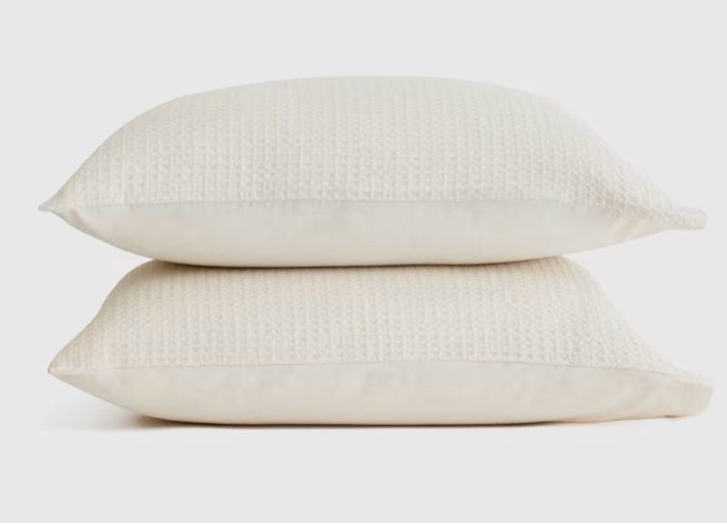 quince, organic luxe honey comb sham set of 2 (king), colo ivory