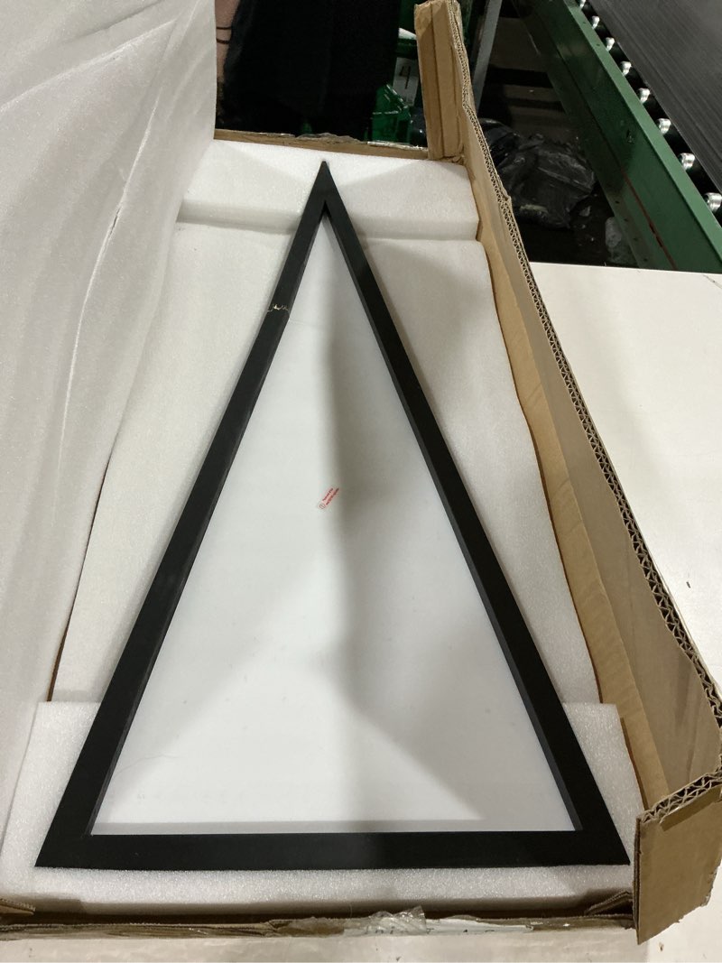 Condition photo showing As Is for pennant frame wood flag frame for 12 x 30 inch pennants display holder 1 inch team flag case, black(1 pcs) 1 black plus clear