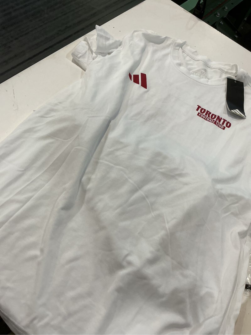 Condition photo showing As Is for adidas womens toronto fc pre-game short sleeve soccer t-shirt,white/toronto fc,medium/tall