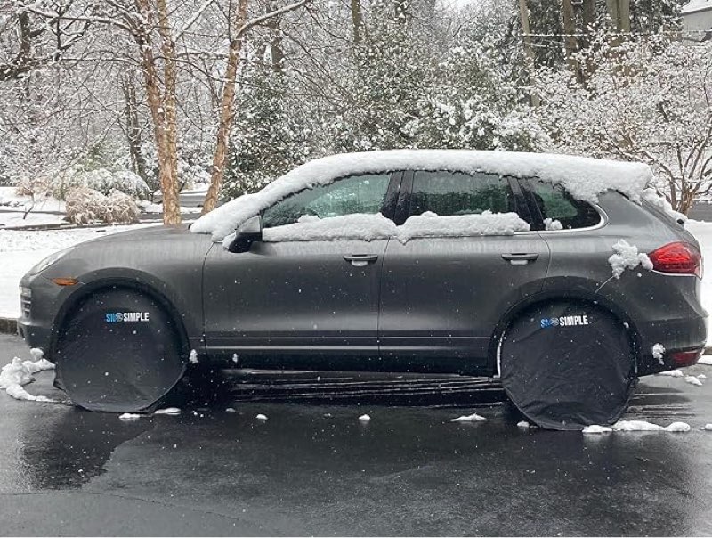 Sno Simple Wheel Shield (Compact25”): Prevent Snow & Ice in Tires & Wheel Well. for Parked Vehicles in driveways, Street Parking & Snow plow Routes. Reduced Shoveling, Quicker Getaway. 2 Pack.