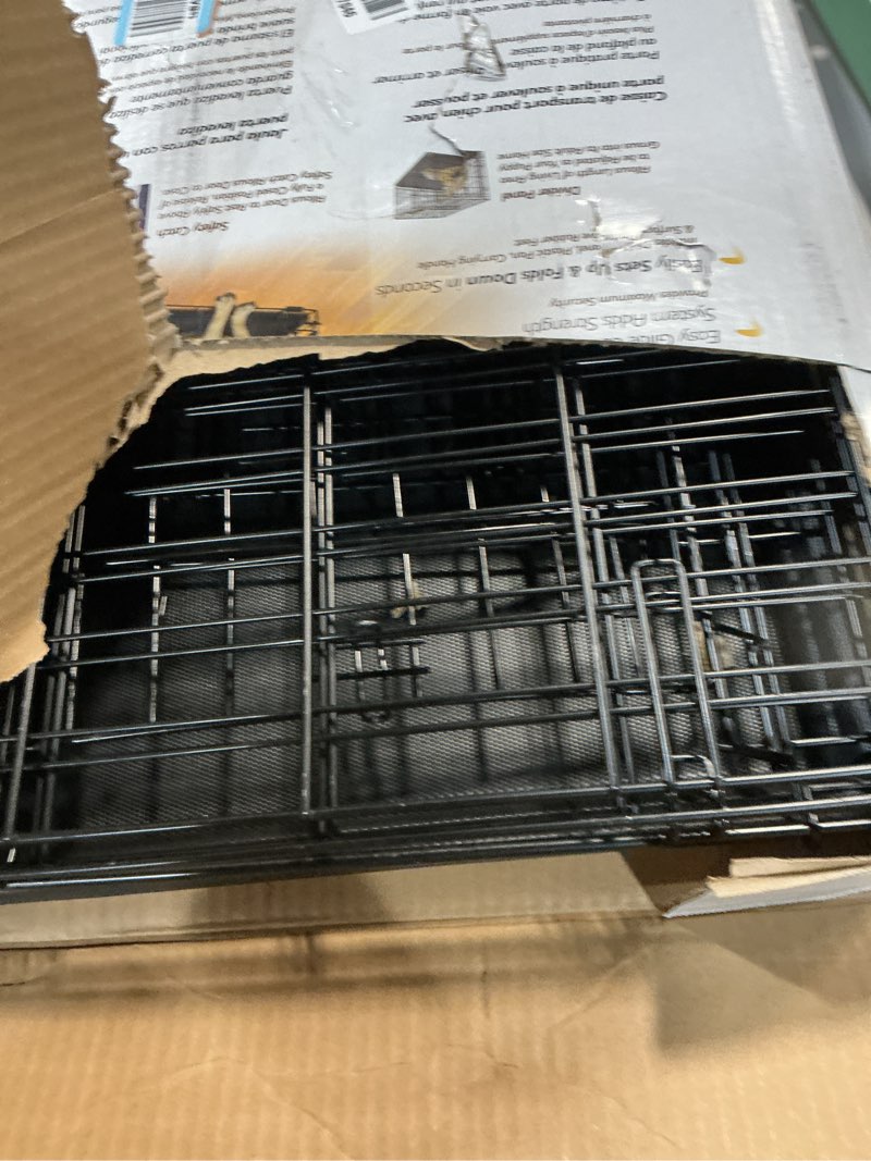 Condition photo showing As Is for MidWest Homes for Pets Small Ovation Single Door Folding Dog Crate, 24-Inches, Space-Saving Patented Up & Away Door, Leak-Proof Pan, Divider Panel, Black Black 25.8"L x 17.3"W x 19.8"H