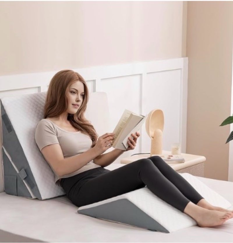 3pcs orthopedic bed wedge pillow set - memory foam adjustable 8&12'' folding triangle pillow for leg knee support sleep apnea back pain relief acid reflux snoring sitting up rest post surgery recovery