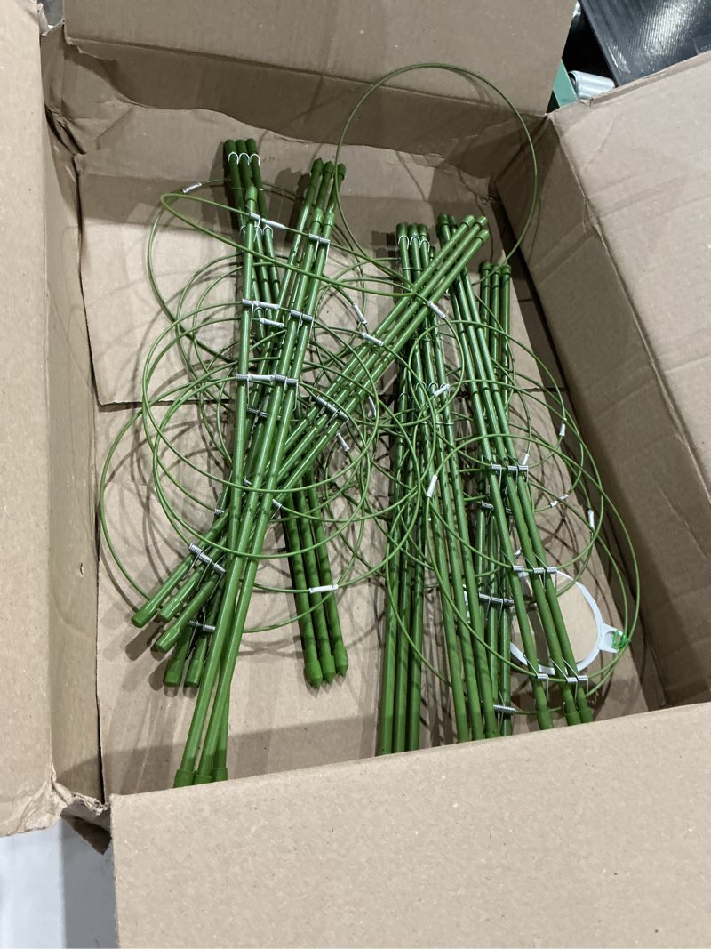 Condition photo showing Good Condition for tomato cage plant support cage for garden 8 pack, 18 inch tomato trellis garden cages with 3 adjustable rings, tomato plant stakes for climbing plants, flowers, fruit, vegetables